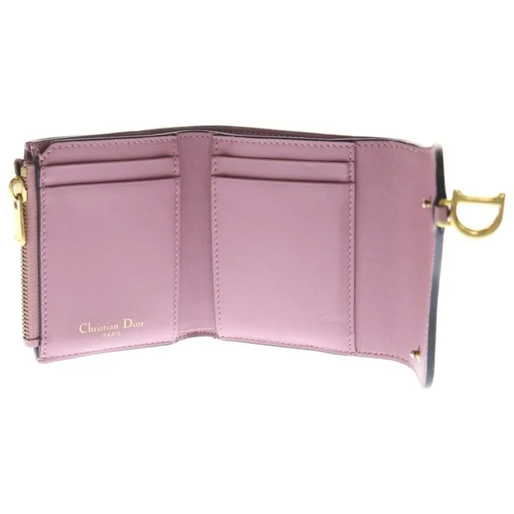Dior Saddle Compact Wallet Pink Leather